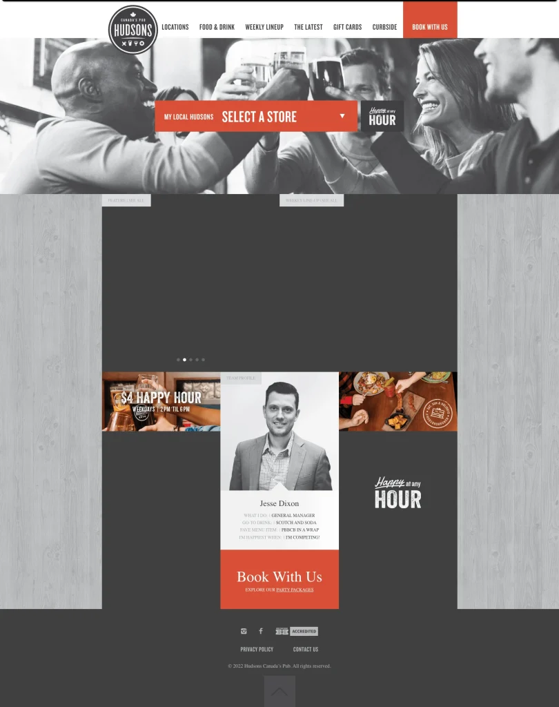 Hudson Canadas Pub old website